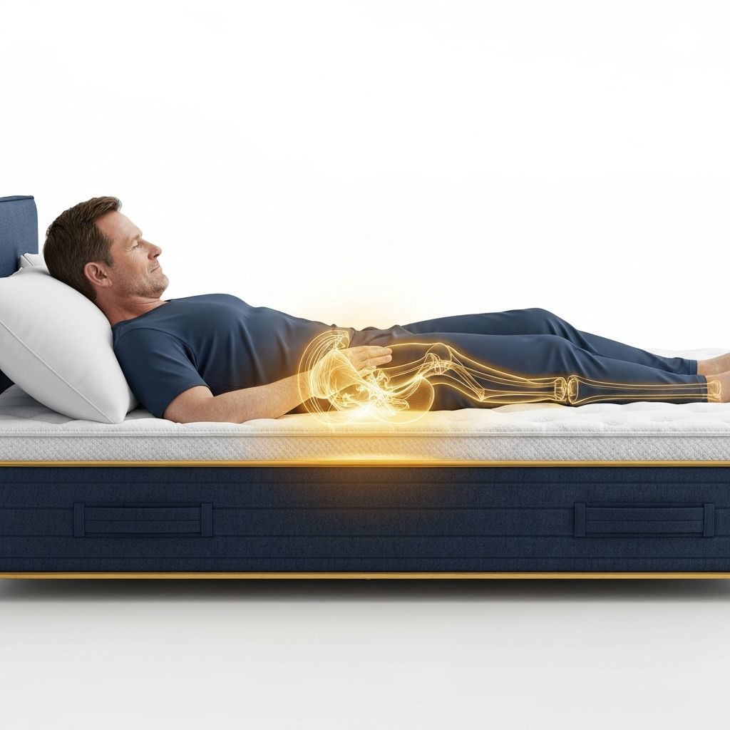 Posturepedic center-third support zone diagram showing hip and lower back support