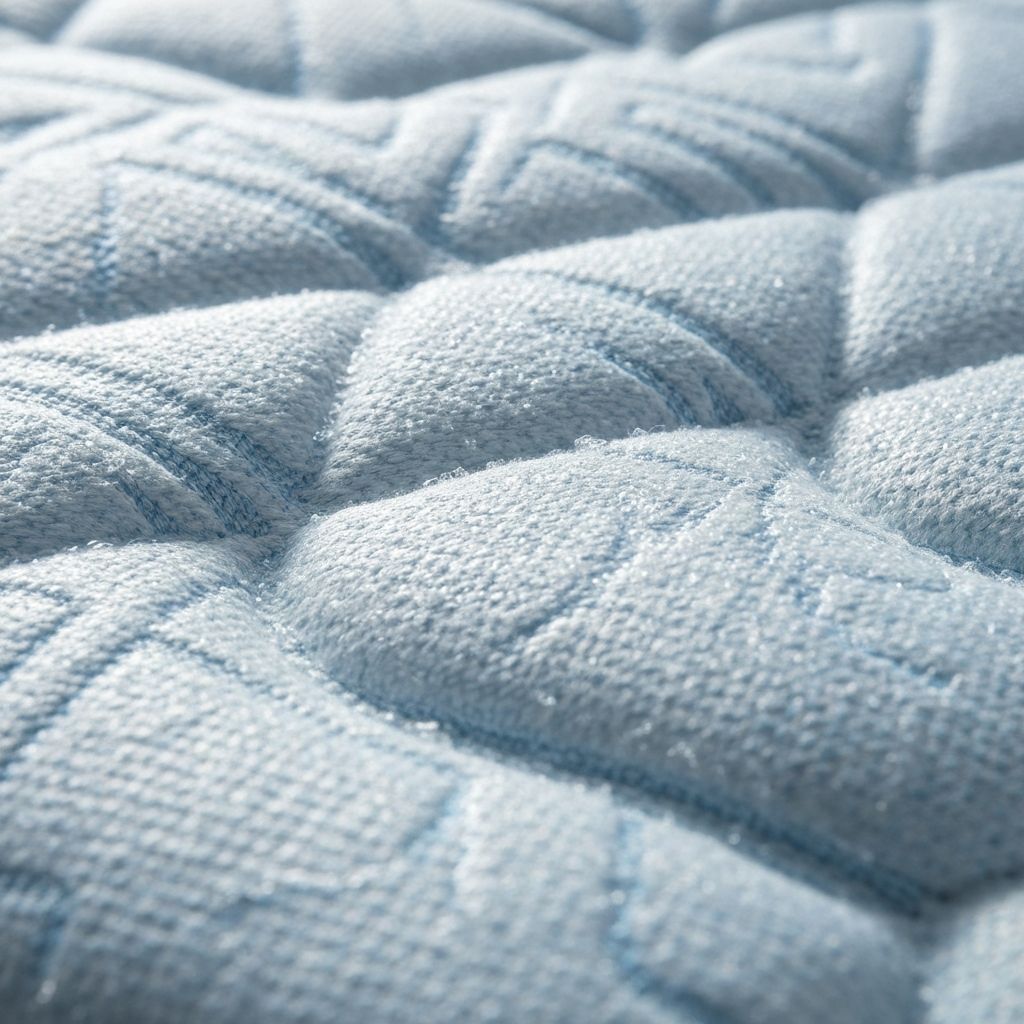 SealyChill cooling fabric surface showing temperature-regulating fiber texture